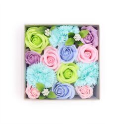 Caja de flores de jabón colores pastel