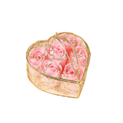 Cesta de metal con flores de jabón