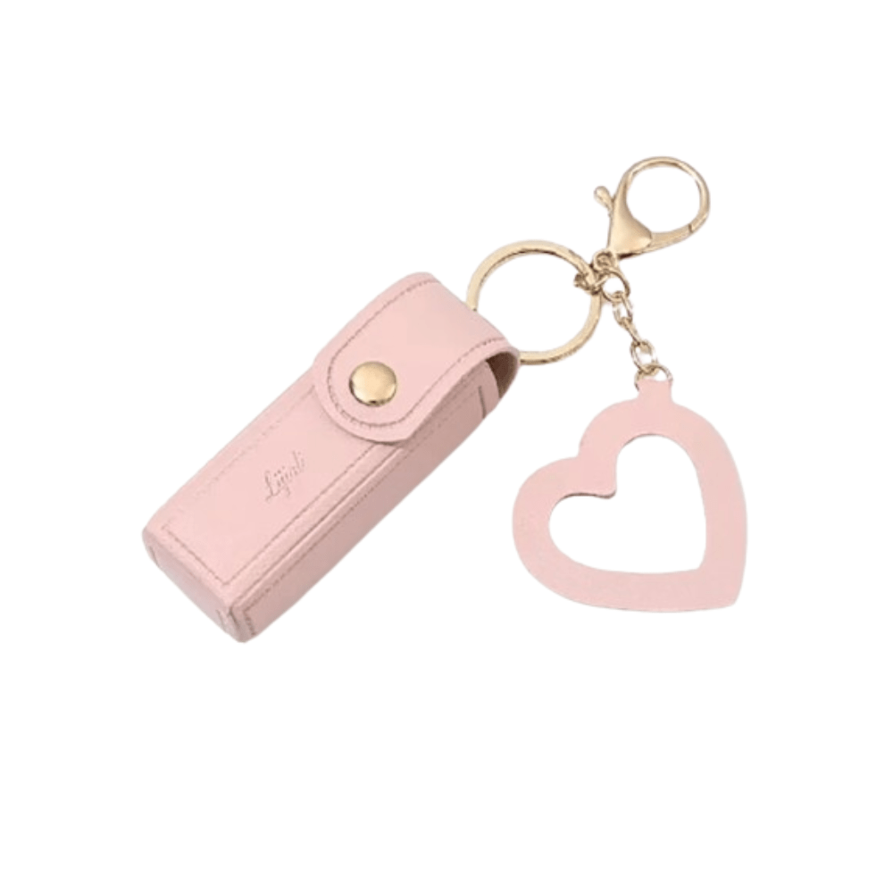 Llavero para pintalabios con espejo rosa