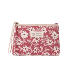 Neceser tela granate con flores
