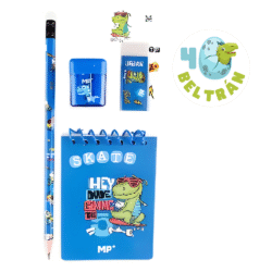 Pack papelería Dino- pegatina personalizada