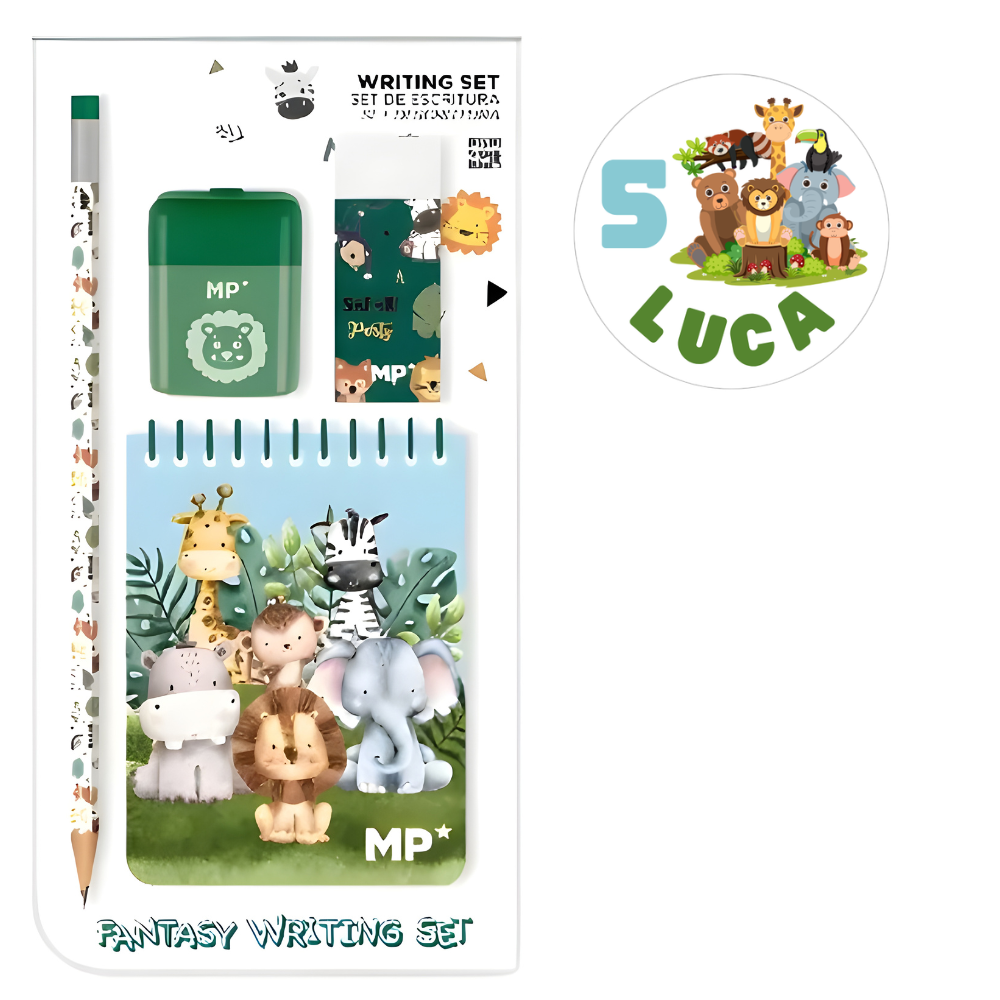 Pack papelería Animales- pegatina personalizada