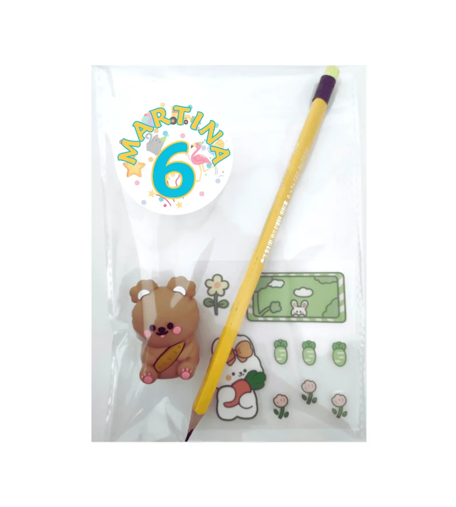 Bolsa regalo/detalle fiesta cumpleaños “sacapuntas Osito”