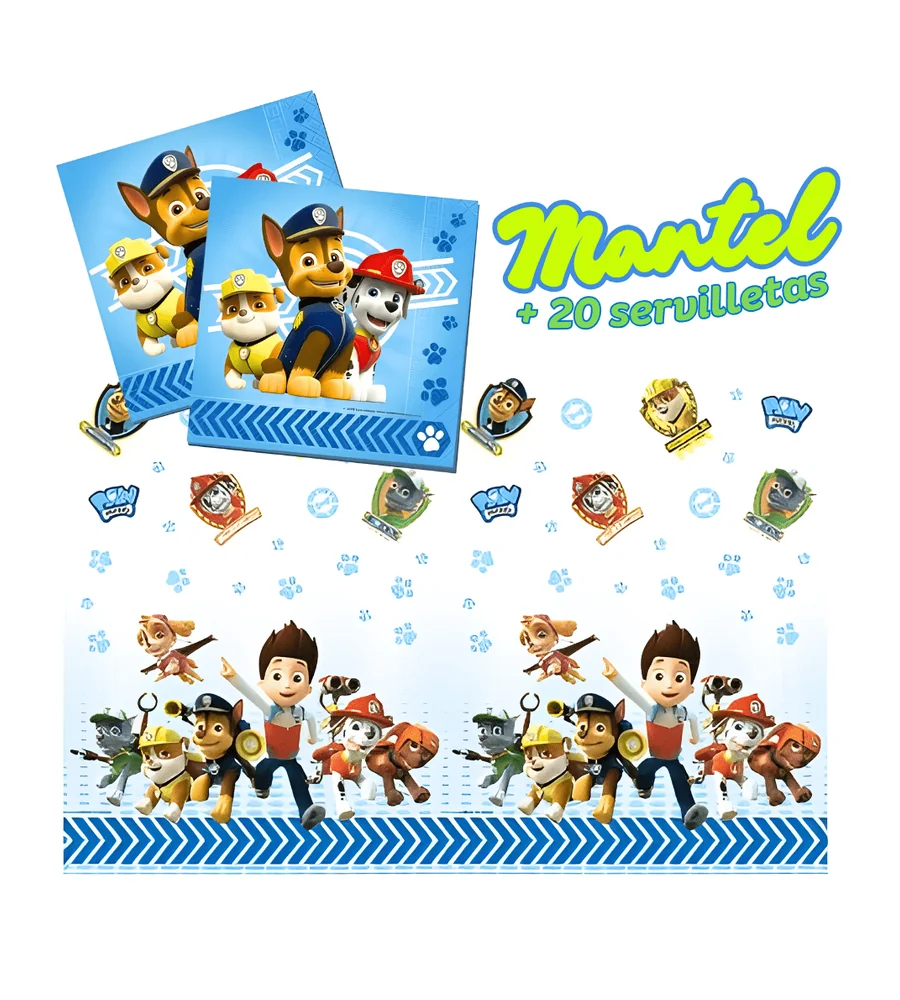 Mantel Patrulla Canina + 20 servilletas
