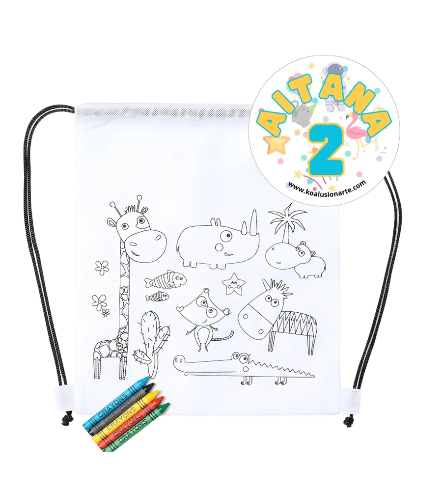 Mochila cuerdas colorear – pegatina personalizada
