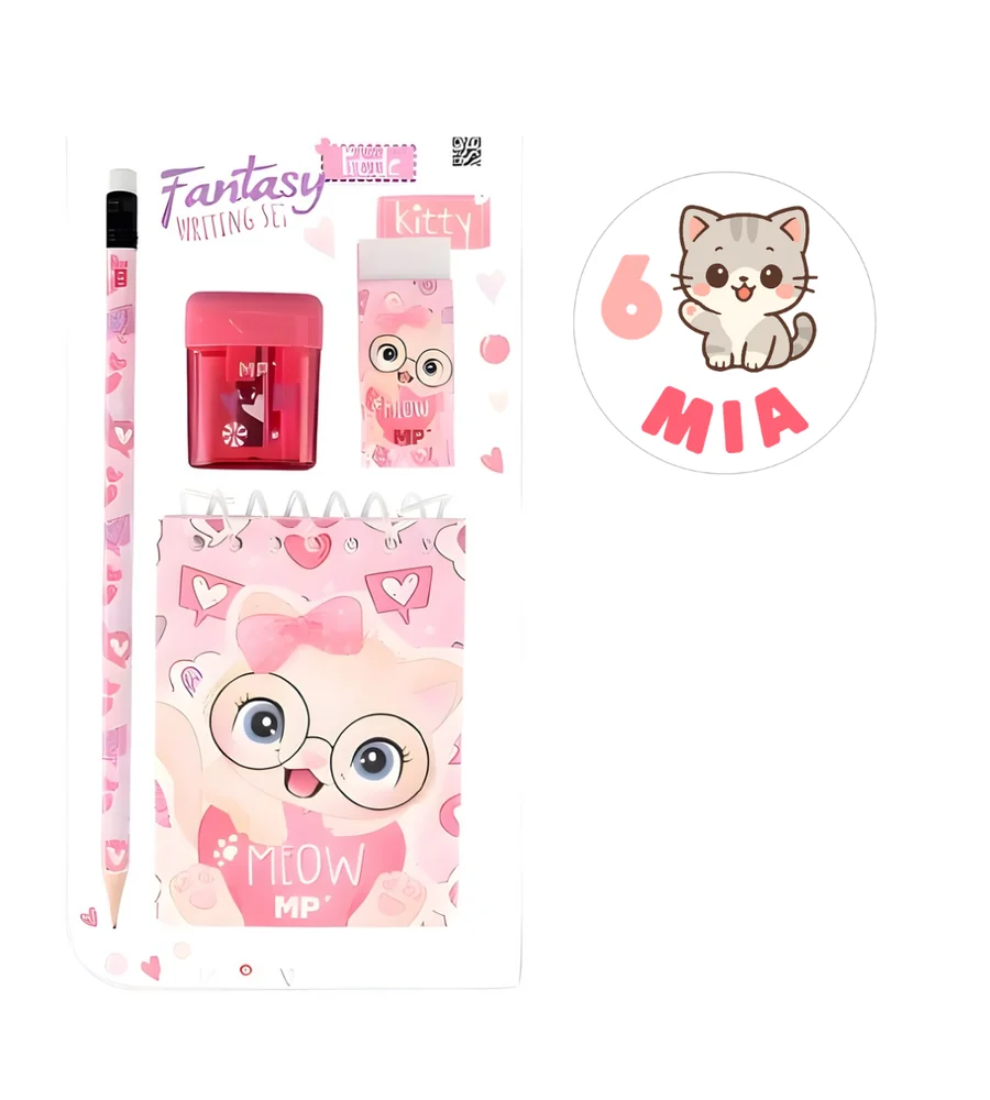 Pack papelería Gato – pegatina personalizada