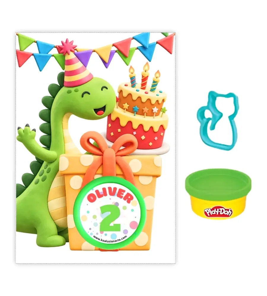Plastilina 28g + cortador – Temática personalizable